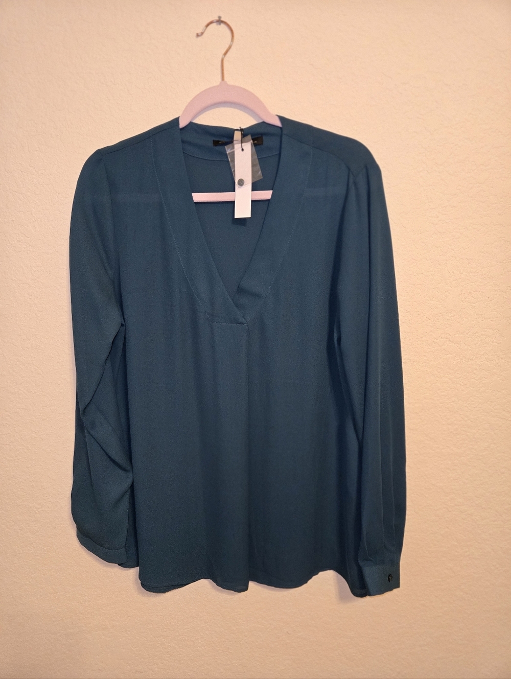Rose & Olive Teal Long-Sleeve Blouse